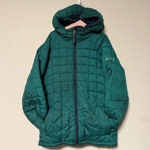 Columbia Kids' Green and Navy Puffer Jacket size medium